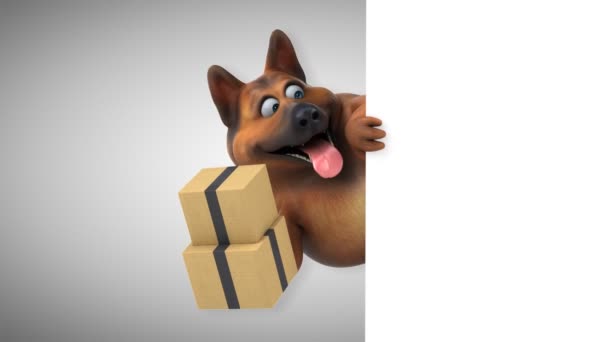 Eğlenceli Çizgi Film Karakteri Köpek Kutular Animasyon Ile — Stok video