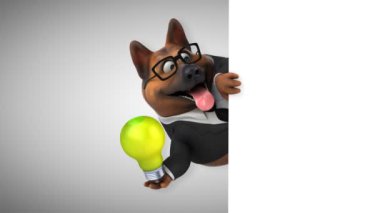 Oyunculuk köpek çizgi film karakteri ile ampul - 3d animasyon 