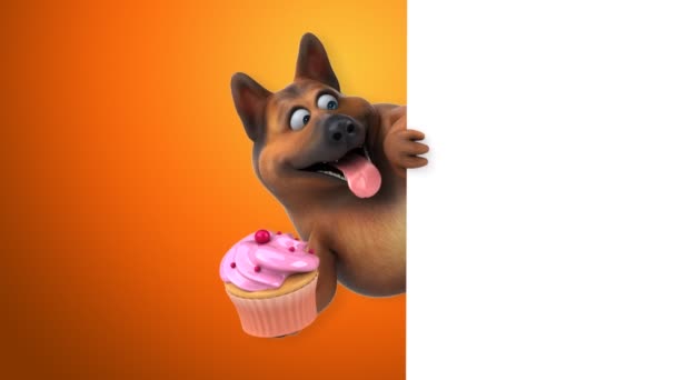 Rolig Tecknad Figur Med Cupcake Animation — Stockvideo