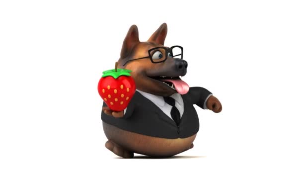 Zabawne Kreskówki Charakter Psa Truskawek Animacji — Wideo stockowe