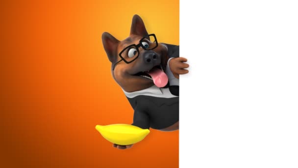 Divertido Personaje Dibujos Animados Con Plátano Animación — Vídeos de Stock
