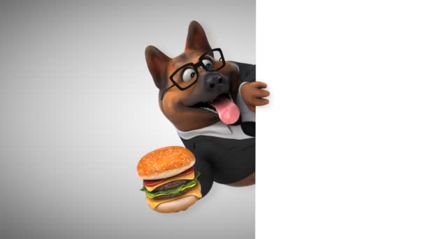 Amusant Personnage Dessin Animé Pour Chien Avec Hamburger Animation — Video