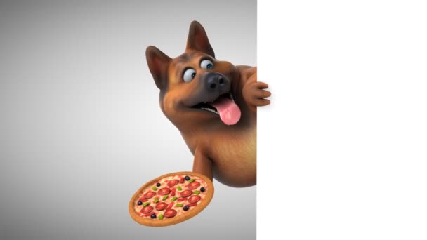 Lustige Cartoon Figur Mit Pizza Animation — Stockvideo