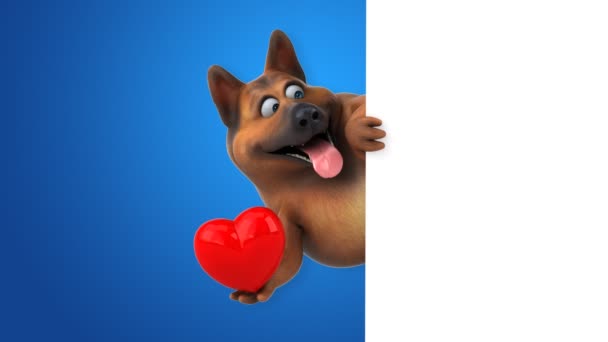 有趣的卡通人物狗与心脏 — 图库视频影像