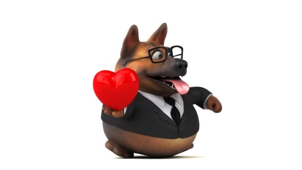 Fun Cartoon Character Dog Heart Animation — Stock Video