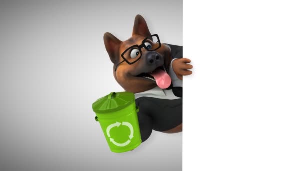 Fun Dog Cartoon Character Bin Animation — Stock Video