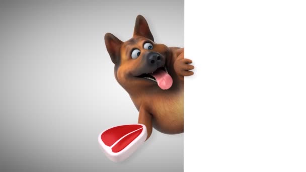 有趣的狗卡通人物与肉类 — 图库视频影像