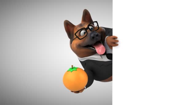 Divertente Personaggio Dei Cartoni Animati Cane Con Arancione Animazione — Video Stock