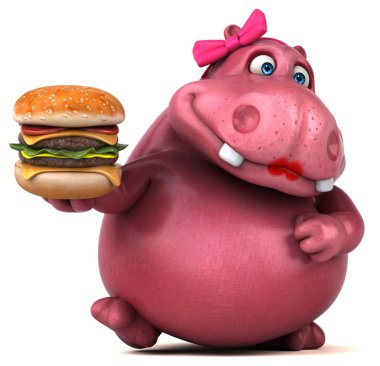 Hamburger - 3d çizim ile eğlenceli çizgi film karakteri