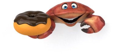 Komik karikatür karakter ile çörek - 3d çizim