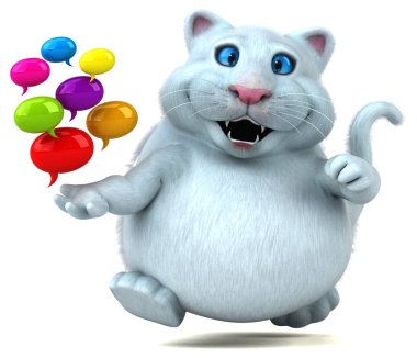 Eğlenceli çizgi film karakteri ile - 3d illüstrasyon kabarcıklar