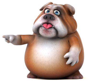 Eğlenceli buldog karakteri - 3D İllüstrasyon