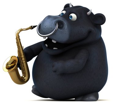 Müzik - 3d çizim komik çizgi film karakteri