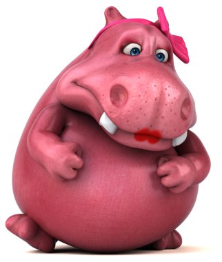 Pembe Hippo karakter - 3d çizim