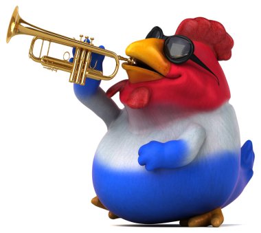 Müzik - 3d çizim komik çizgi film karakteri