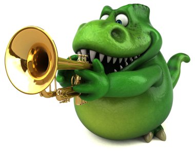 Müzik - 3d çizim komik çizgi film karakteri