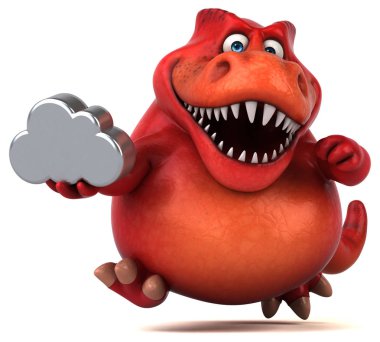 Eğlenceli çizgi film karakteri ile bulut - 3d çizim