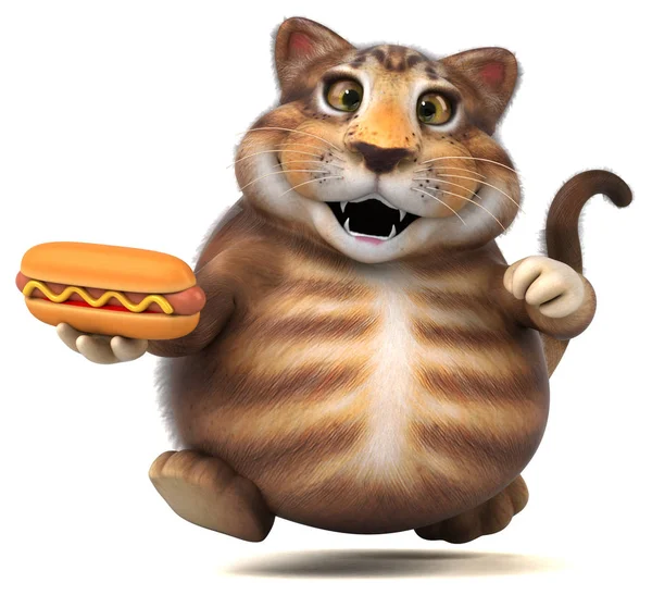 Drôle Personnage Dessin Animé Avec Hotdog Illustration — Photo