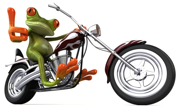 Смішний Мультиплікаційний Персонаж Мотоциклі Ілюстрація — стокове фото