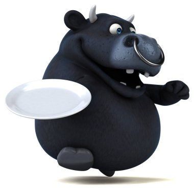 Eğlenceli çizgi film karakteri ile plaka - 3d çizim