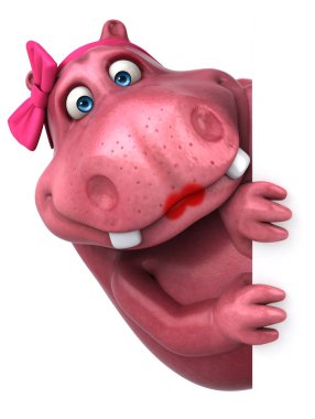 Pembe Hippo karakter - 3d çizim
