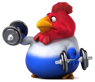 -3d çizim eğlenceli çizgi film karakteri ile ağırlık