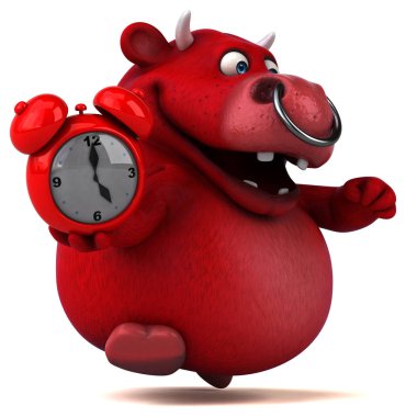 eğlenceli çizgi film karakteri ile çalar saat - 3d çizim