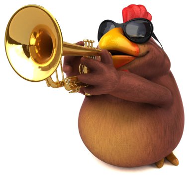 Müzik - 3d çizim komik çizgi film karakteri