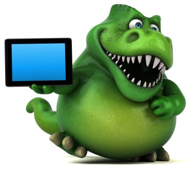 Eğlenceli çizgi film karakteri ile tablet - 3d çizim