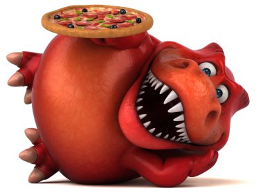 Komik karikatür karakter pizza - 3d çizim