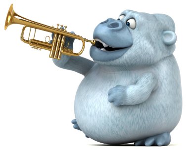 Müzik - 3d çizim komik çizgi film karakteri