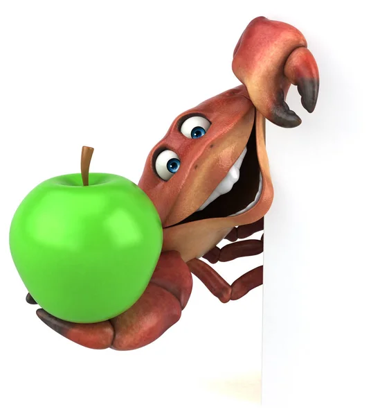 Spaß Cartoon Figur Mit Apfel Illustration — Stockfoto