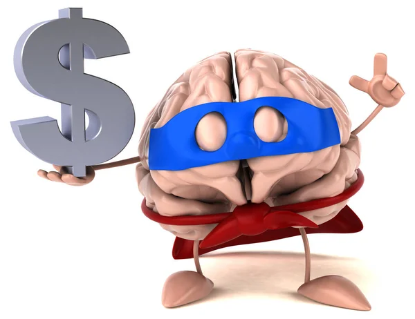 Funny Cartoon Character Brain Illustration — Stock Photo, Image