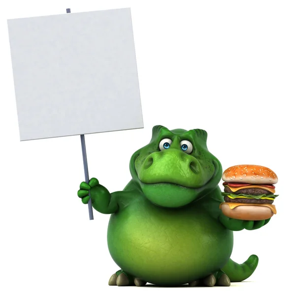 Rolig Tecknad Figur Med Hamburger Illustration — Stockfoto