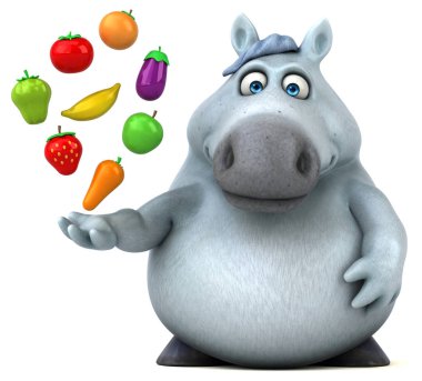 eğlenceli çizgi film karakteri ile meyve - 3d çizim