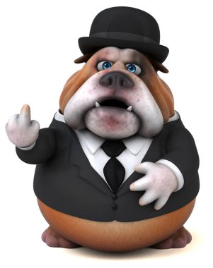 Eğlenceli buldog karakteri - 3D İllüstrasyon