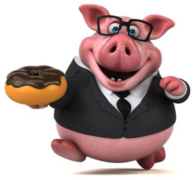 Komik karikatür karakter ile çörek - 3d çizim