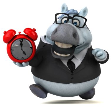 eğlenceli çizgi film karakteri ile çalar saat - 3d çizim