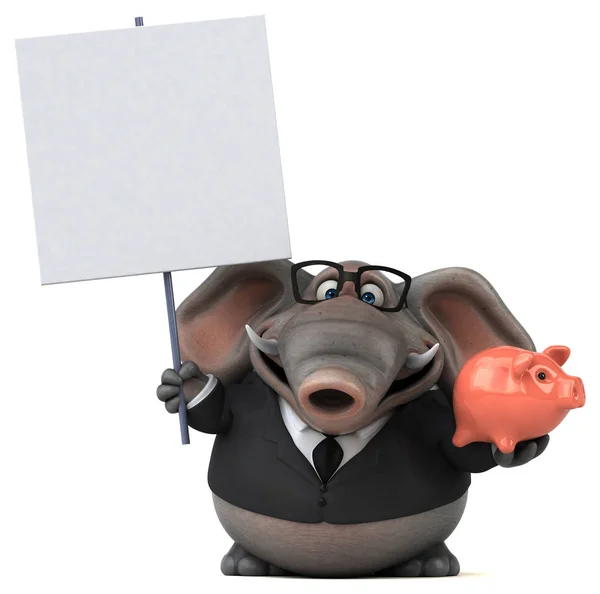 Spaß Cartoon Figur Mit Sparschwein Illustration — Stockfoto