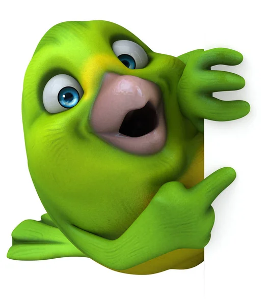 Zabawny Zielony Ptak Charakter Ilustracja — Zdjęcie stockowe