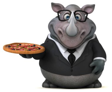 Pizza - 3d çizim ile eğlenceli çizgi film karakteri 