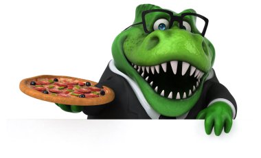 Pizza - 3d çizim ile eğlenceli çizgi film karakteri 