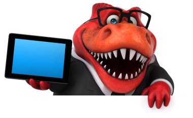 Eğlenceli çizgi film karakteri ile tablet - 3d çizim 