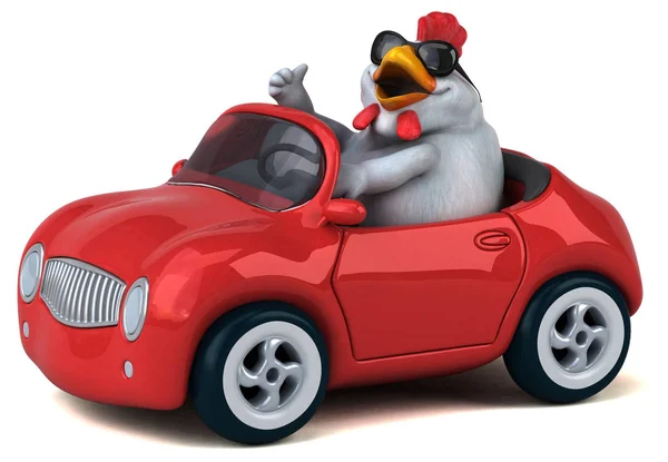 fun cartoon character on car     - 3D Illustration