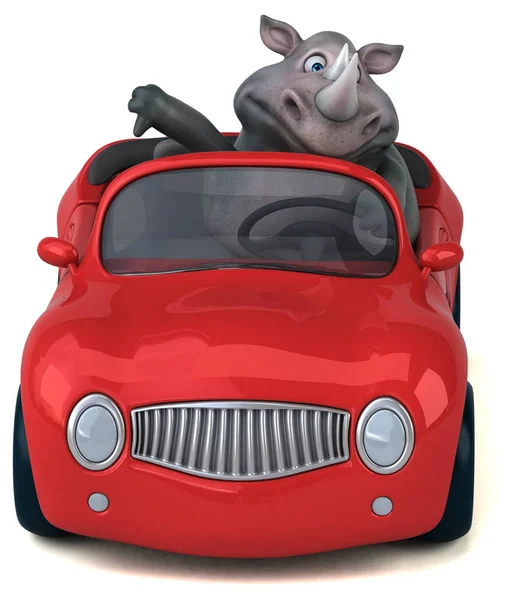 Spaß Cartoon Figur Auf Auto Illustration — Stockfoto