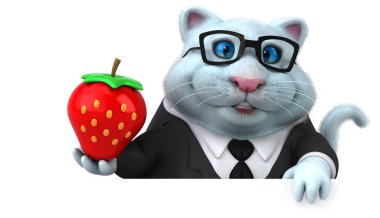 Çilek - 3d çizim ile eğlenceli çizgi film karakteri 