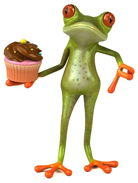 Funny Cartoon Charakter Cupcake Ilustracja — Zdjęcie stockowe
