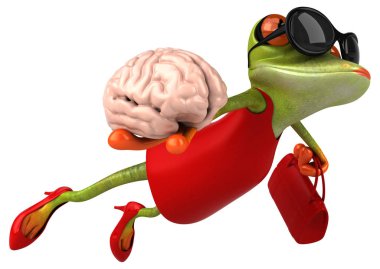 Eğlenceli çizgi film karakteri ile beyin - 3d çizim 