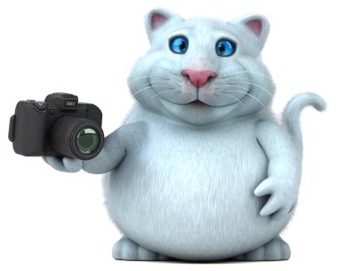 Eğlenceli çizgi film karakteri ile fotoğraf makinesi - 3d çizim 