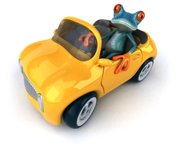 Funny Cartoon Character Car Illustration — Stock Photo, Image